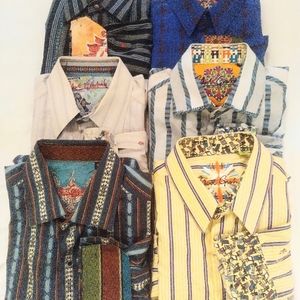 Robert Graham men's lot  6 button front multi colored collered shirts size Large